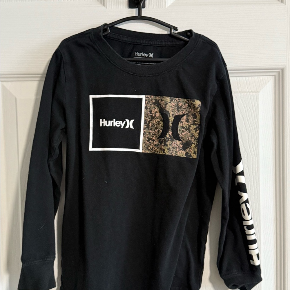 Hurley Kids Black and Camouflage Long Sleeve Tee